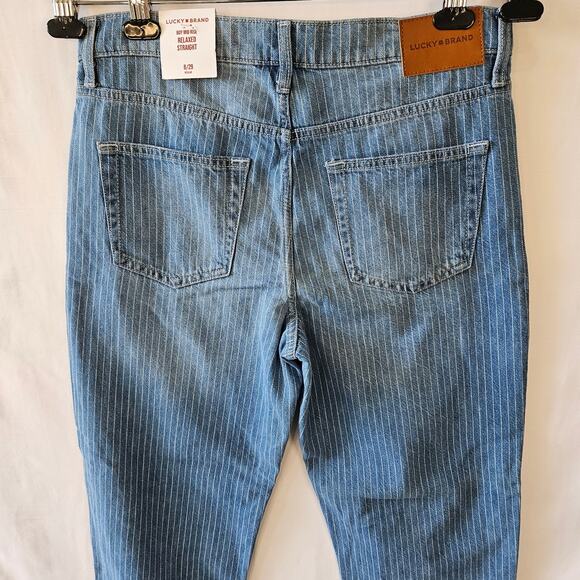 Lucky Brand Women's Boy Mid Rise Striped Relaxed Straight Jeans 8/29R - Picture 8 of 14
